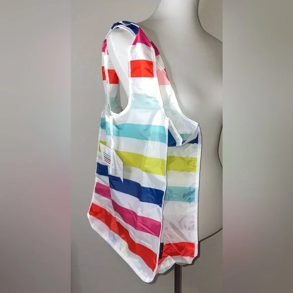 🎉HP🎉New! Kate Spade New York Rainbow Stripe Reusable/Packable Tote Bag🌈Last One - Picture 6 of 10
